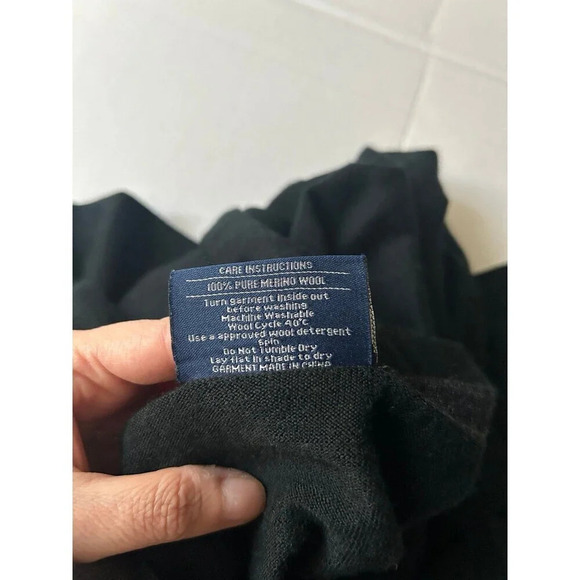 Ron Bennett Men’s 100% Pure Merino Wool V-Neck Pullover Sweater Size 2XL Black - Picture 4 of 6